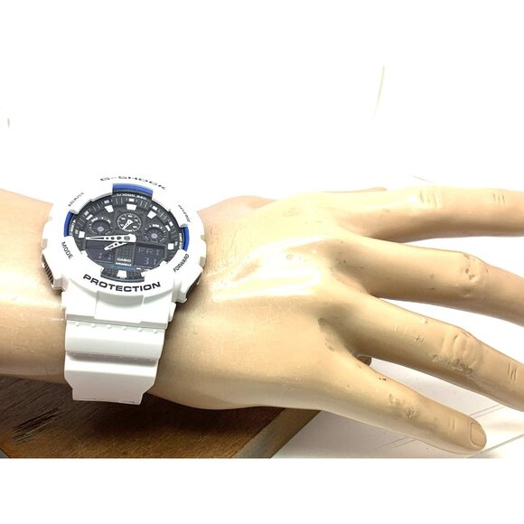 Casio Men's Watch G-Shock GA100B-7A White Resin Quartz 50mm Analog Digital 5081 - Picture 5 of 15
